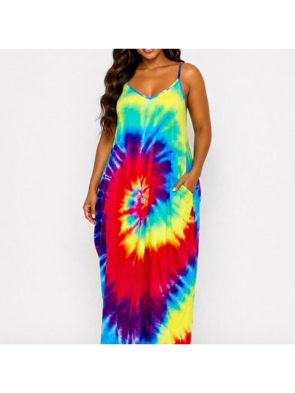 Rainbow Tie-Dye Maxi Dress 🌈